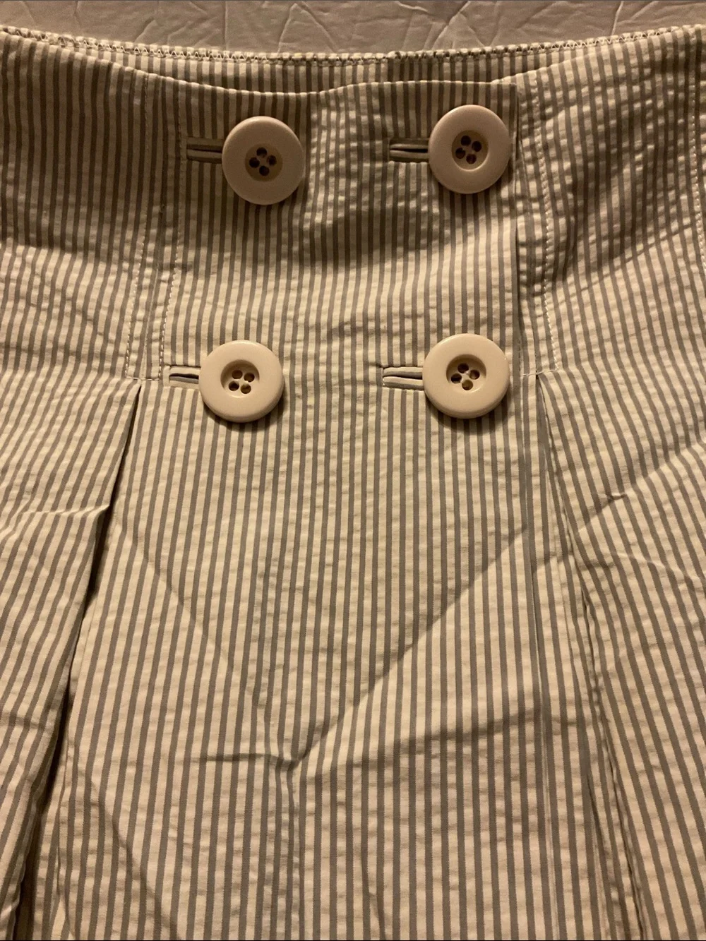 J. Crew Striped Seersucker Skirt in Cream and Light Gray